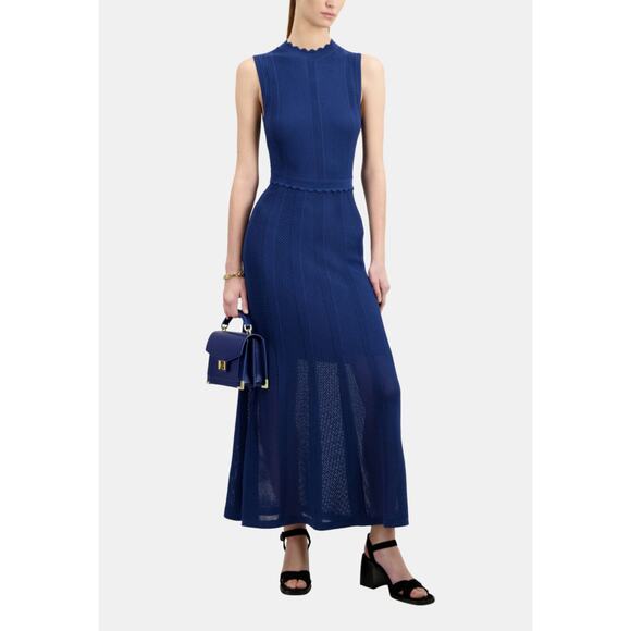 The Kooples Blue Open Knit Maxi Dress size Medium NWT - Picture 1 of 6